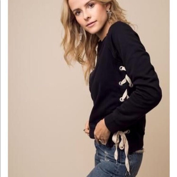Sincerely Jules Harper Lace Up Sweatshirt Sz Small - Picture 1 of 10
